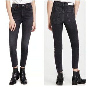 Re/Done 90s High Rise Ankle Crop Cutoff in Faded Stone